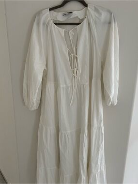 & Other Stories Cream Tie-Front Tiered Maxi Dress
